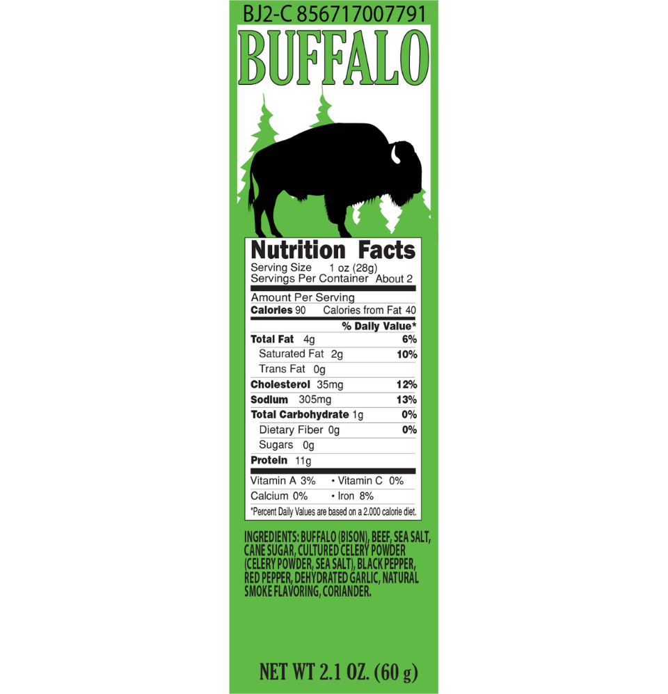 
                  
                    The City Slicker - Buffalo Variety Pack Jerky Bag Nutrition Facts
                  
                