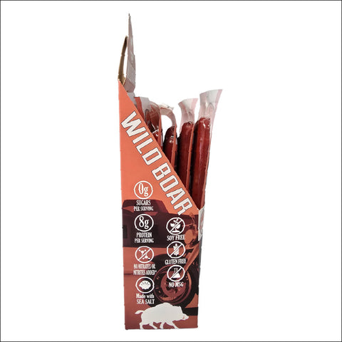 Wholesale Wild Boar Hickory Snack Sticks - 6 count multi-pack caddy