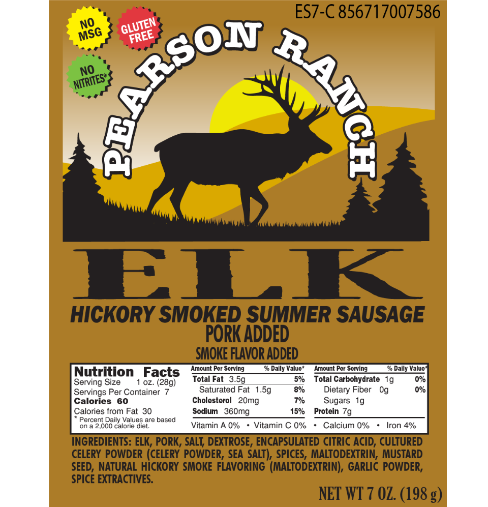
                  
                    Hickory Smoked Elk Summer Sausage Nutrition Facts
                  
                