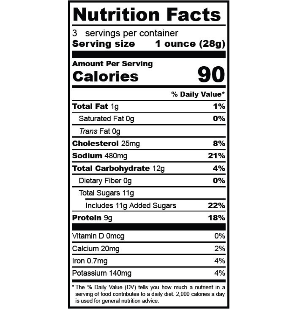 
                  
                    Cowboy Original Nutrition Facts
                  
                