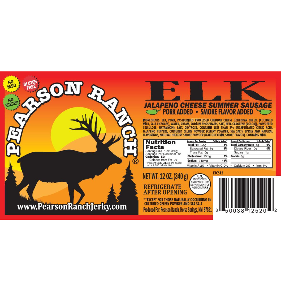 
                  
                    Jalapeno & Cheese Elk Summer Sausage Nutrition & Ingridients
                  
                