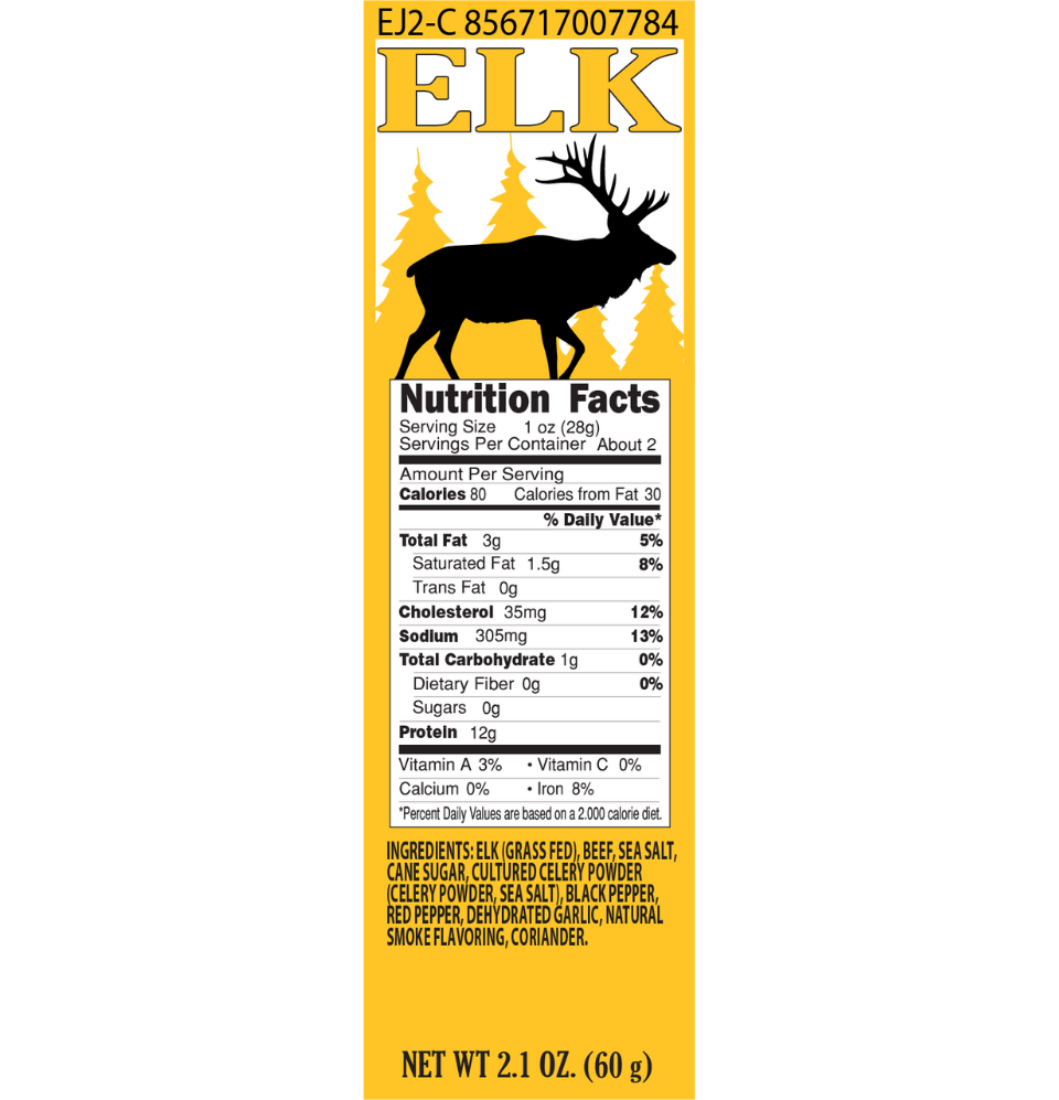 Pearson Ranch Elk Jerky Nutrition Facts