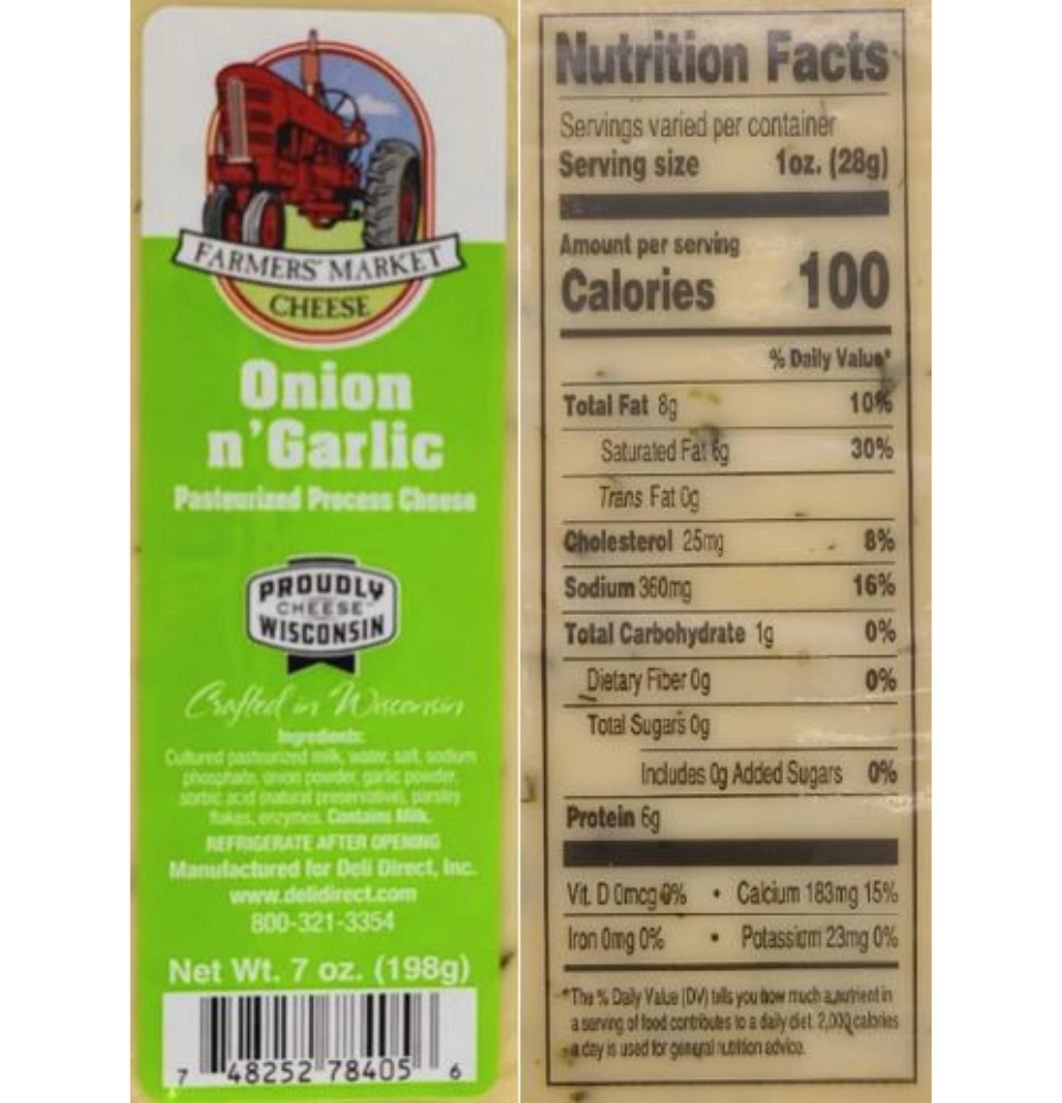
                  
                    Onion & Garlic Cheese Nutrition Facts
                  
                