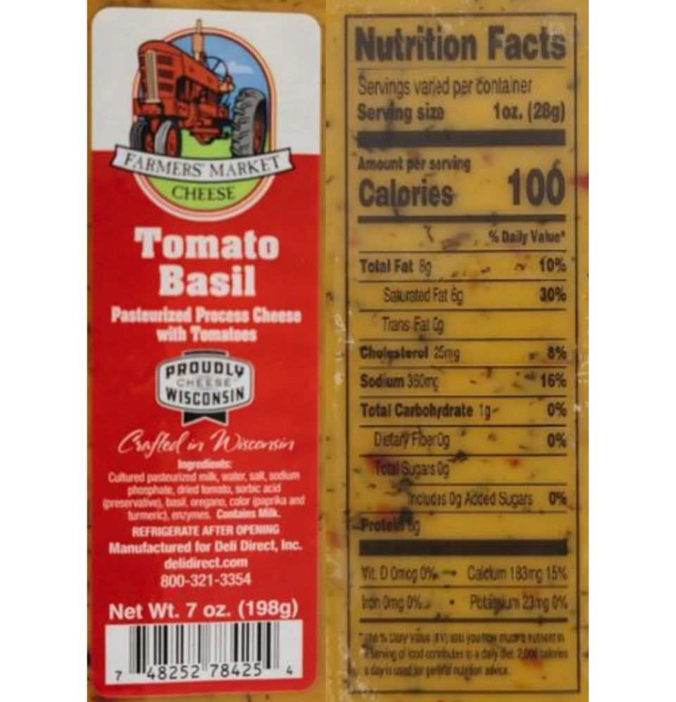 
                  
                    Tomato Basil Nutrition Facts
                  
                