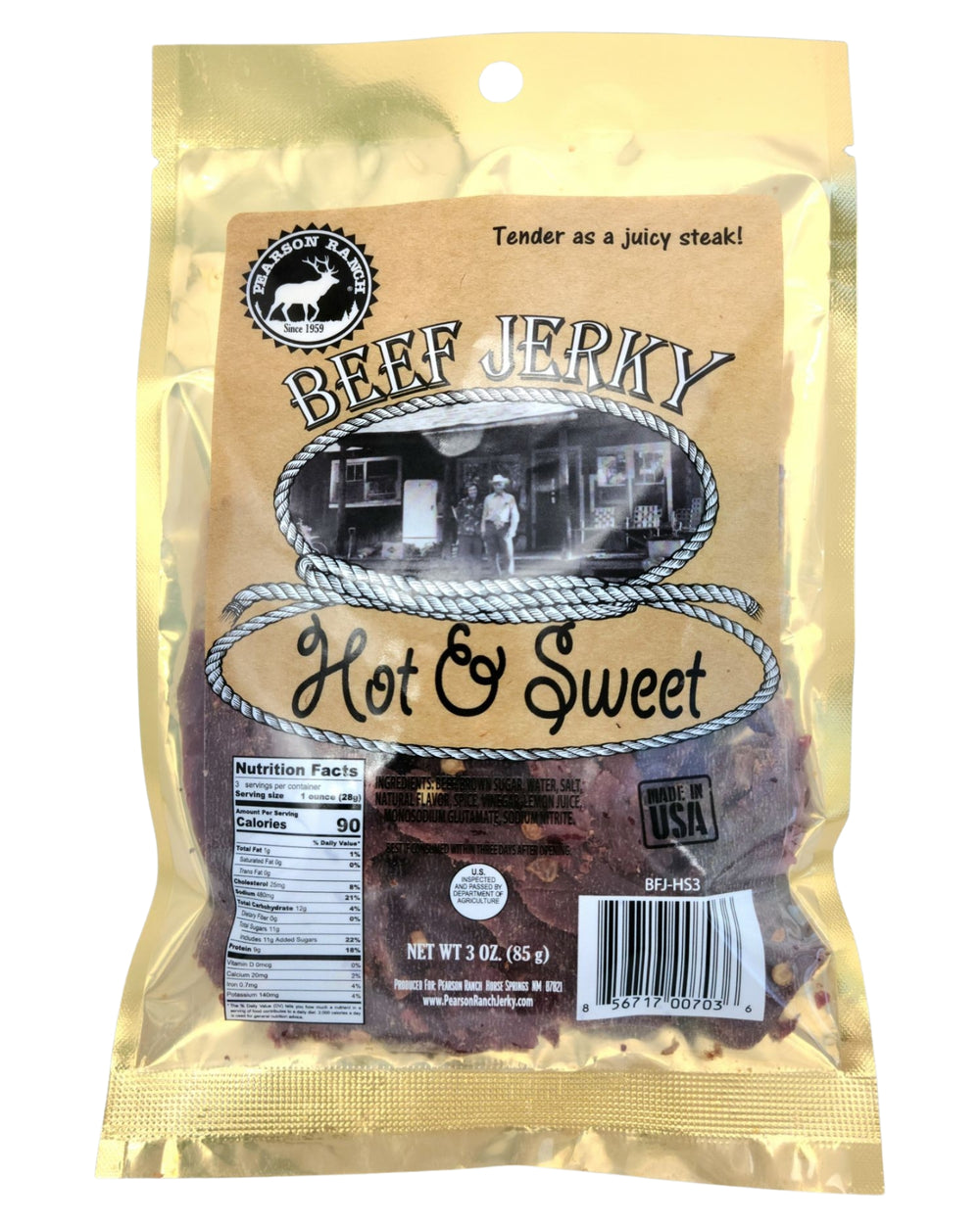 Hot & Sweet Beef Jerky - 3 oz - Pearson Ranch Jerky