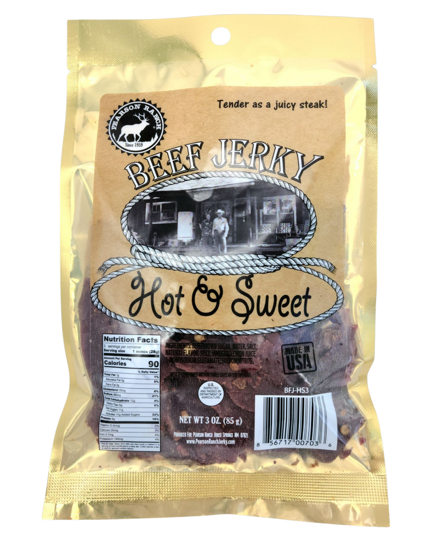 Wholesale Hot & Sweet Beef Jerky - 3 oz - Pearson Ranch Jerky