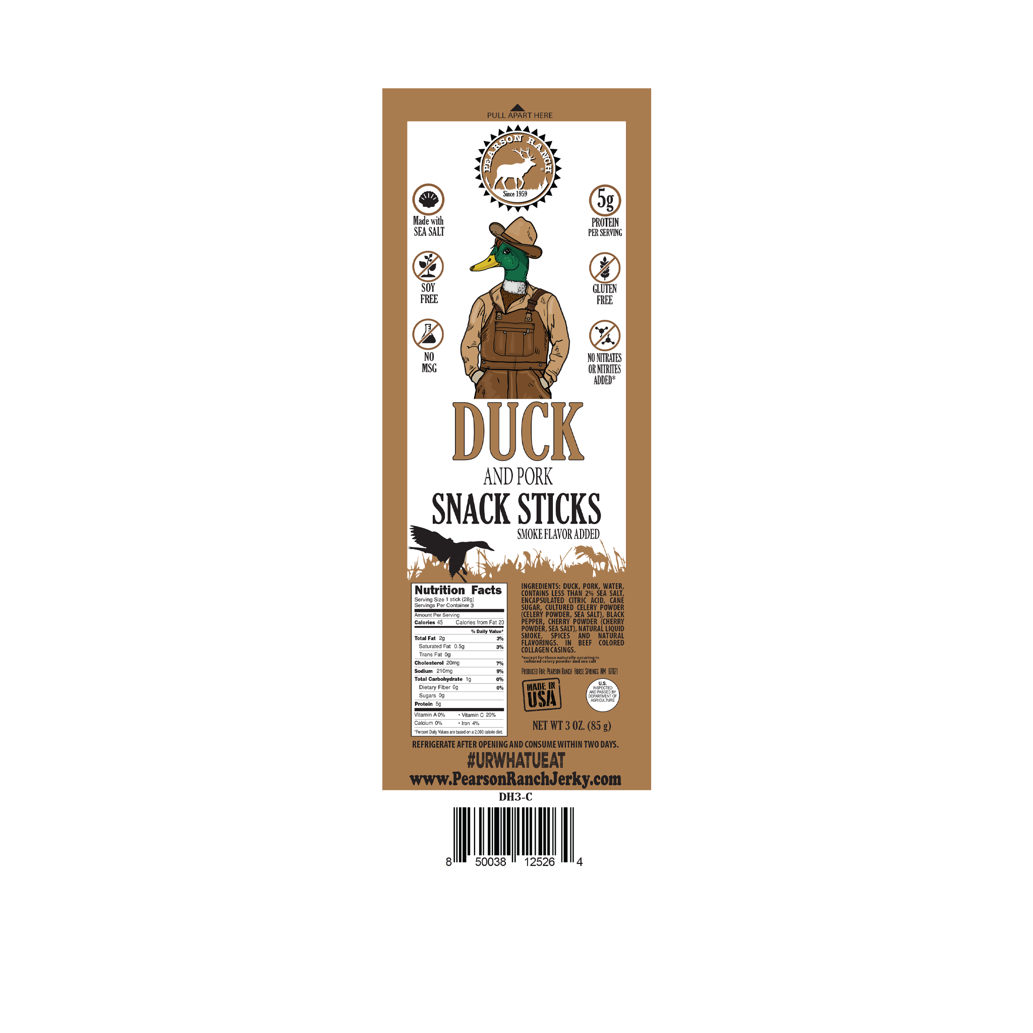Duck Snack Stick Multipack (3 oz. package) Pearson Ranch Elk and