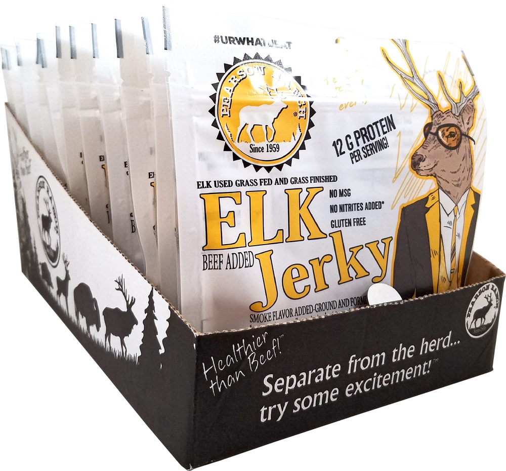 
                  
                    Wholesale Elk Jerky Display Tray - 12 each 2.1oz Resealable Bags - Pearson Ranch Jerky
                  
                