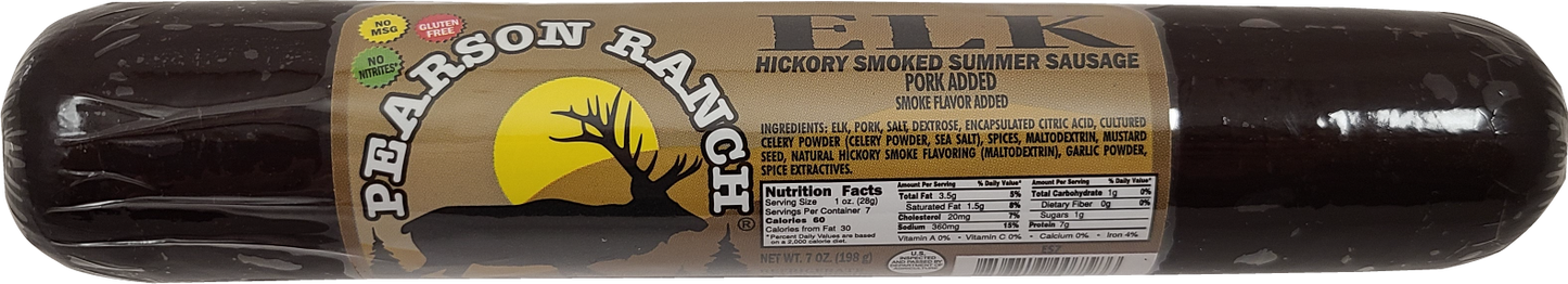 Wholesale Elk Hickory Smoked Summer Sausage (7 oz.) - Pearson Ranch Jerky