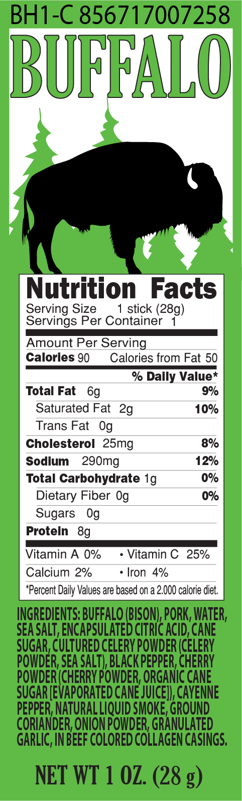 
                  
                    Greenhorn Sampler - Buffalo Snack Stick Nutrition Facts
                  
                