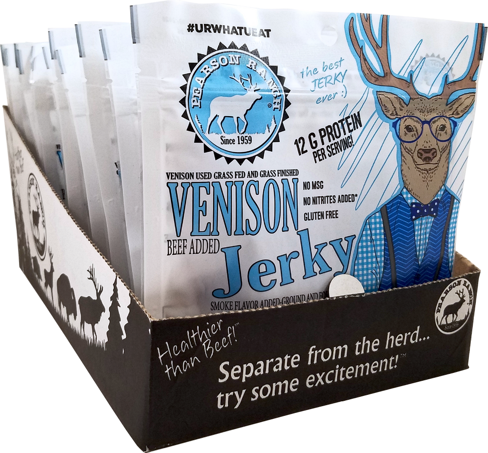 
                  
                    Wholesale Venison Jerky Display Tray - 12 each 2.1oz Resealable Bags - Pearson Ranch Jerky
                  
                