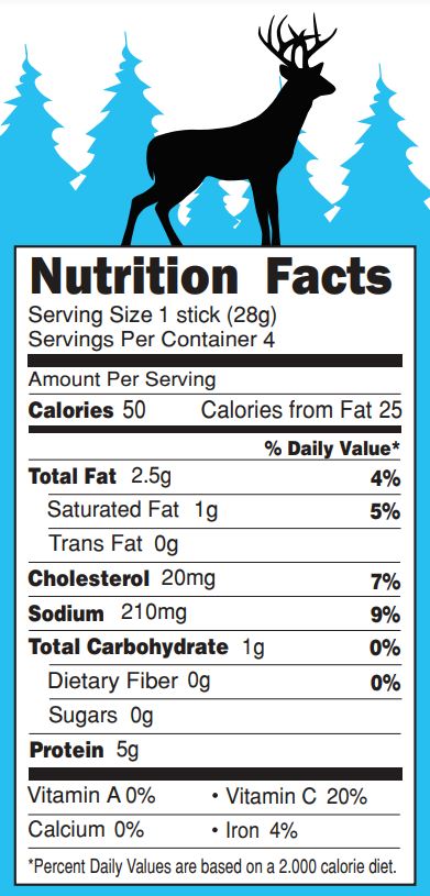 
                  
                    Venison Jalapeno Exotic Jerky Multi-Pack Nutritional Information
                  
                