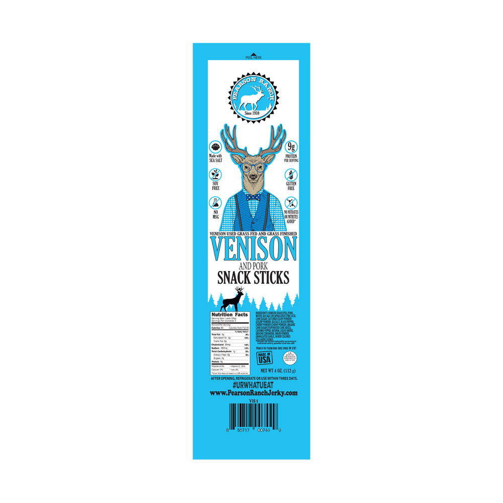 
                  
                    Wholesale Venison Hickory Snack Sticks - 6 count multi-pack caddy - Pearson Ranch Jerky
                  
                