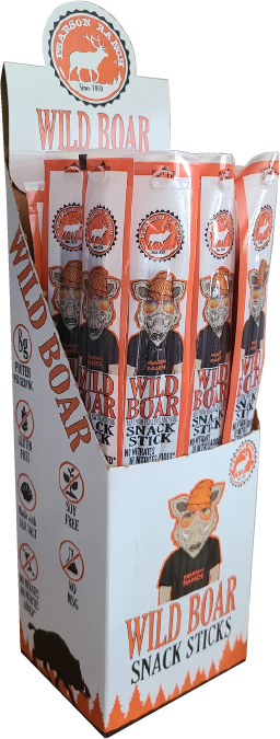 
                  
                    Wholesale Wild Boar Hickory Snack Stick - 24 count caddy - Pearson Ranch Jerky
                  
                