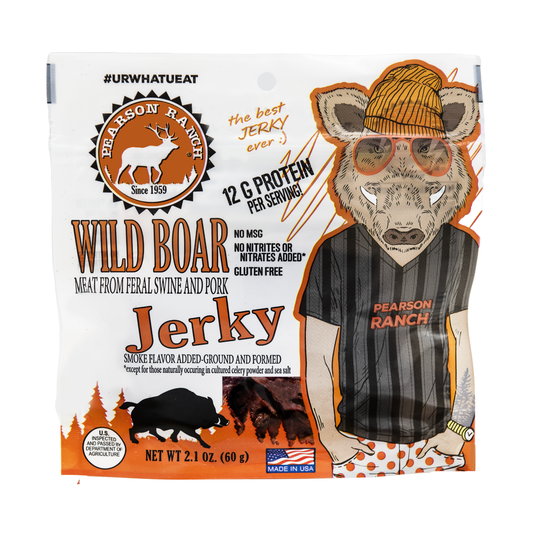 Wild Boar Jerky - 2.1oz Resealable Bag - Pearson Ranch Jerky