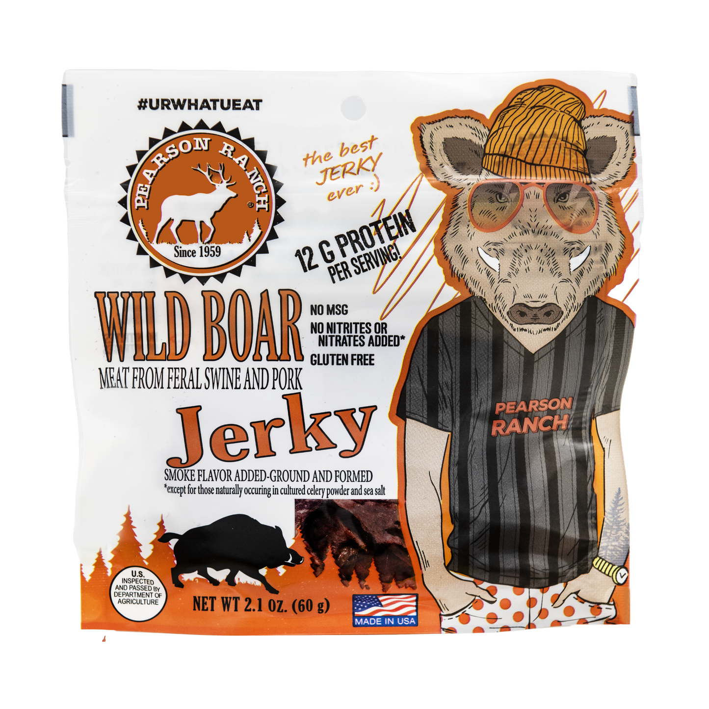 Wholesale Wild Boar Jerky - 2.1oz Resealable Bag - Pearson Ranch Jerky