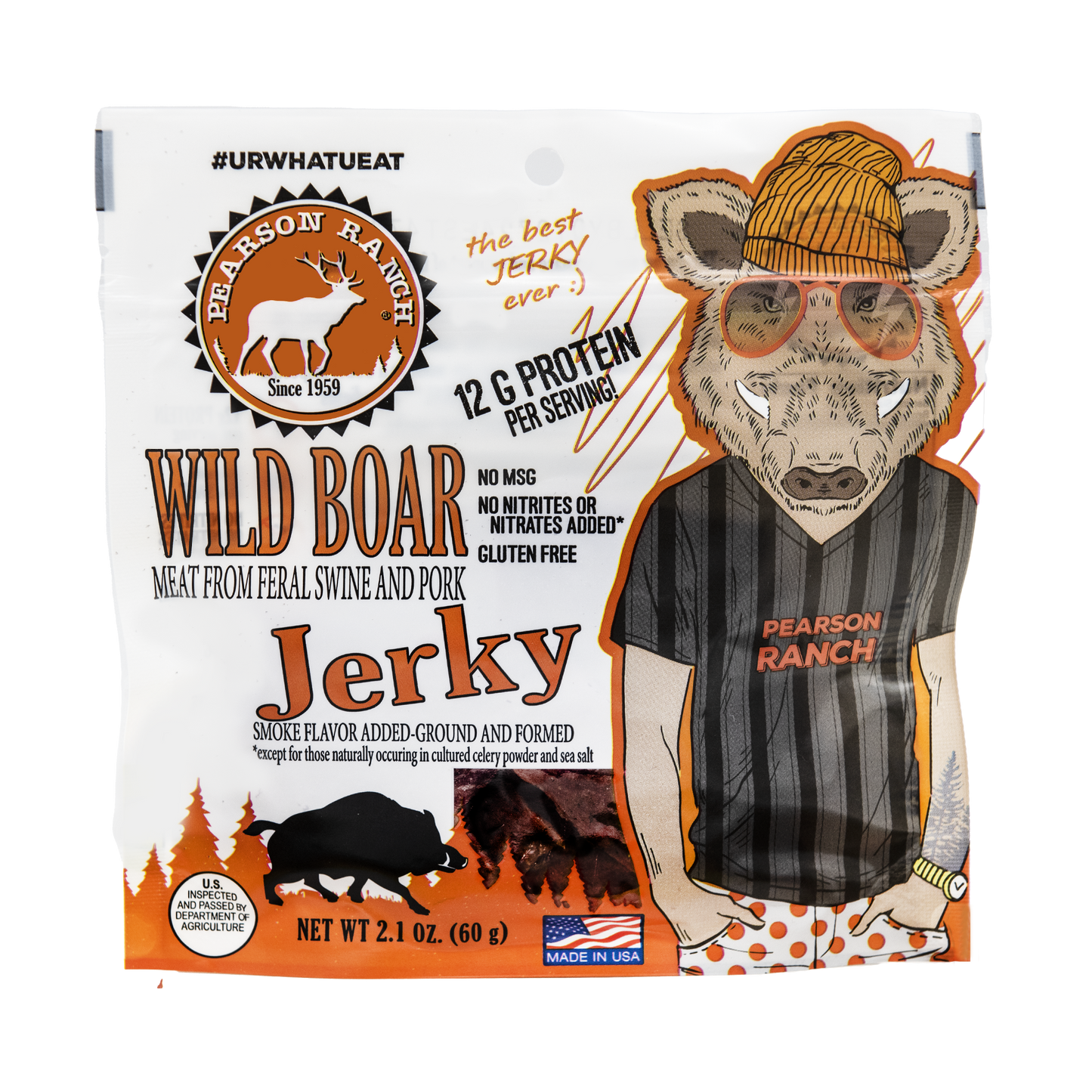 
                  
                    Wholesale Wild Boar Jerky - 2.1oz Resealable Bag - Pearson Ranch Jerky
                  
                